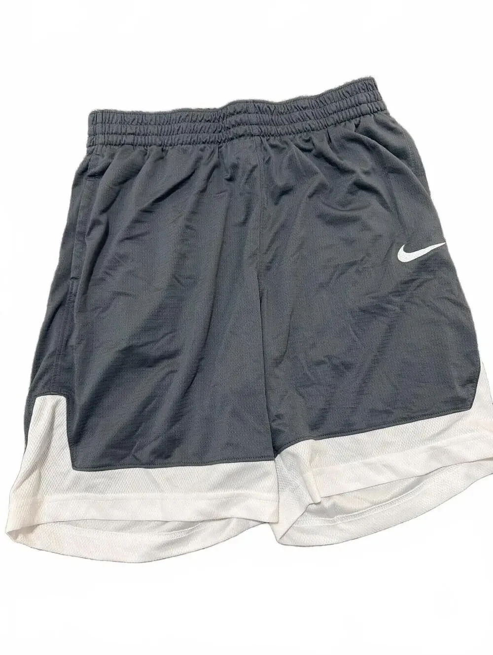 Nike Boys Kids Dri-FIT Athletic Shorts Gray White L+ Husky